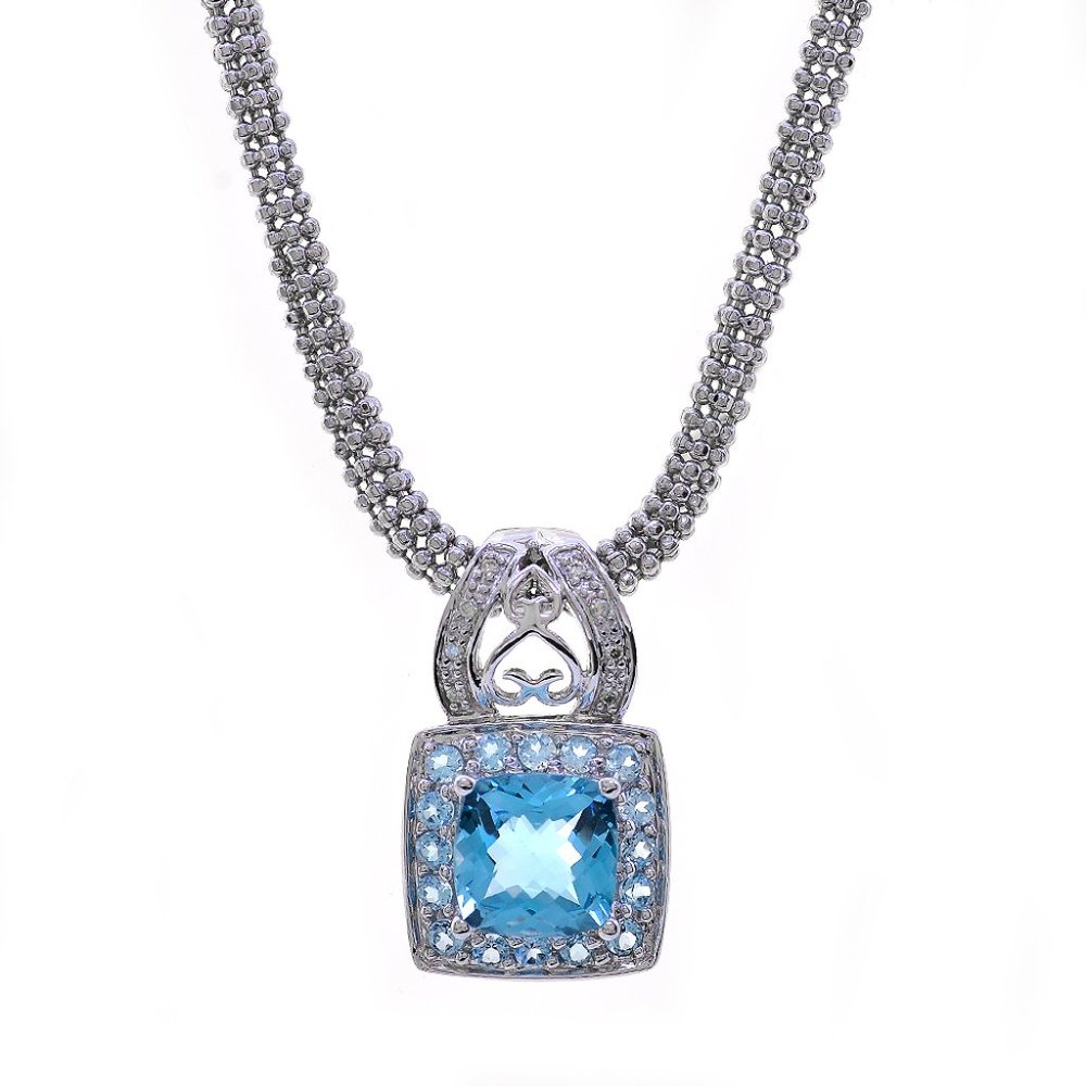 3.50 Carat Topaz & 0.05 Carat Diamond Necklace